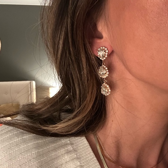 NWT unworn CZ and rose gold drop earrings - Picture 2 of 3